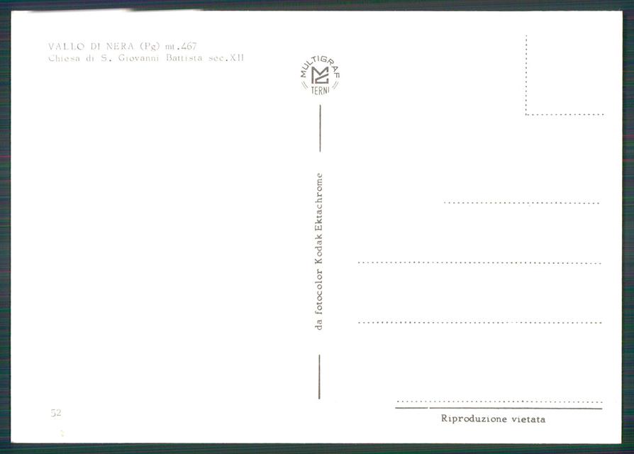 Perugia Vallo di Nera Chiesa San Giovanni Battista FG cartolina MZ5001 – retro
