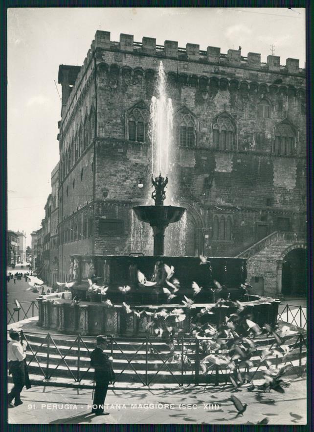 Perugia città Fontana Maggiore Piccioni Foto FG cartolina MZ5014 – fronte