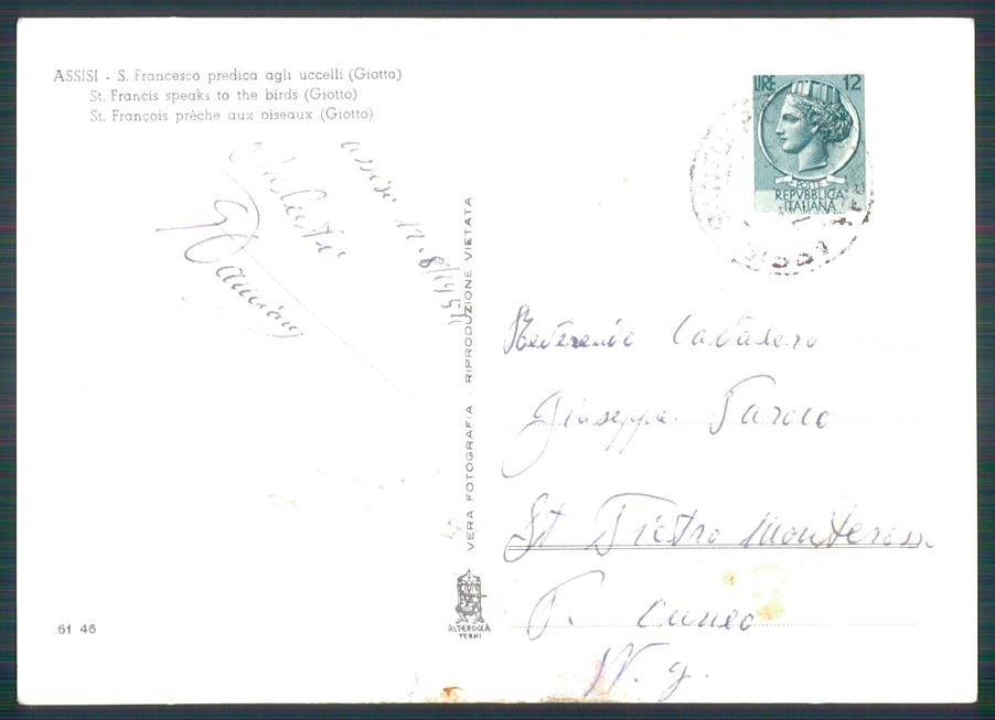 Perugia Assisi San Francesco Giotto PIEGHE Foto FG cartolina MZ5016 – retro
