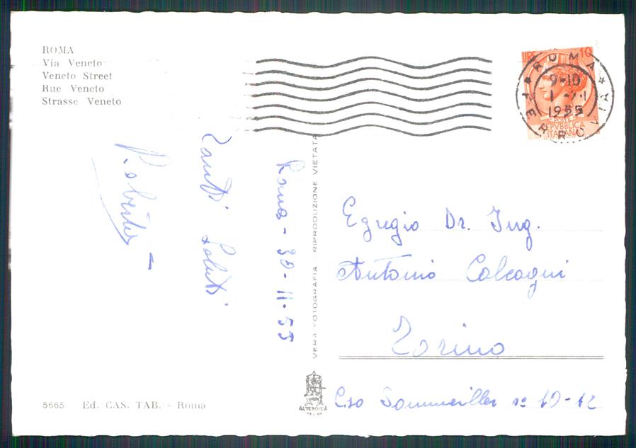 Roma città Via Veneto Auto Foto FG cartolina MZ5030 – retro