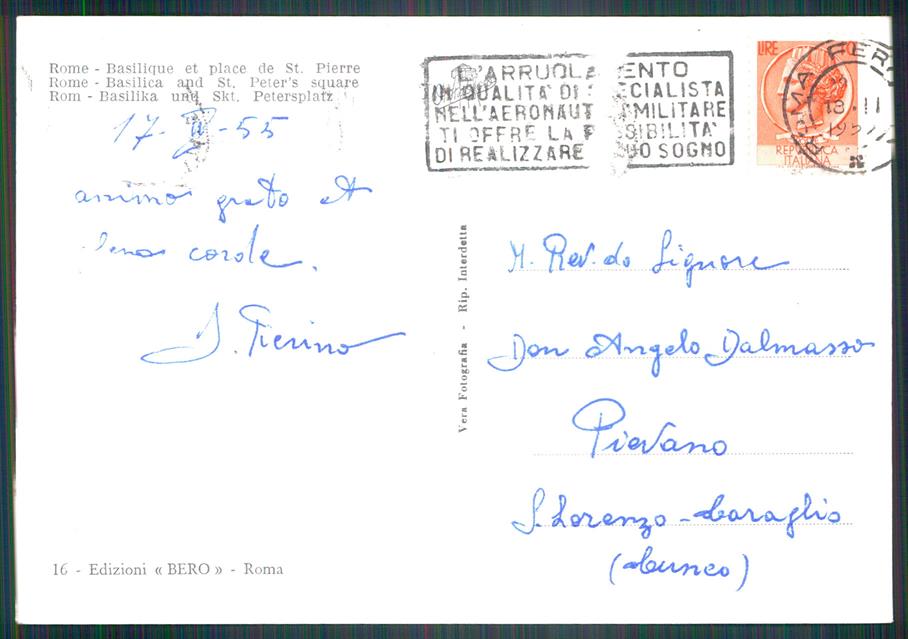 Roma città Basilica e Piazza San Pietro Foto FG cartolina MZ5031 – retro