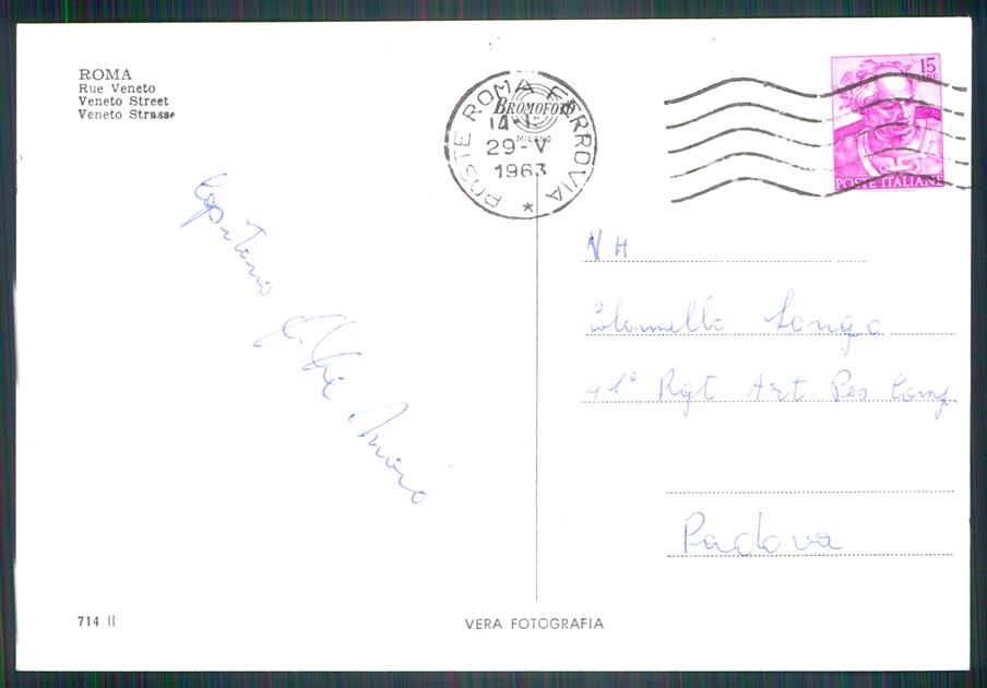 Roma città Via Veneto Auto Foto FG cartolina MZ5041 – retro