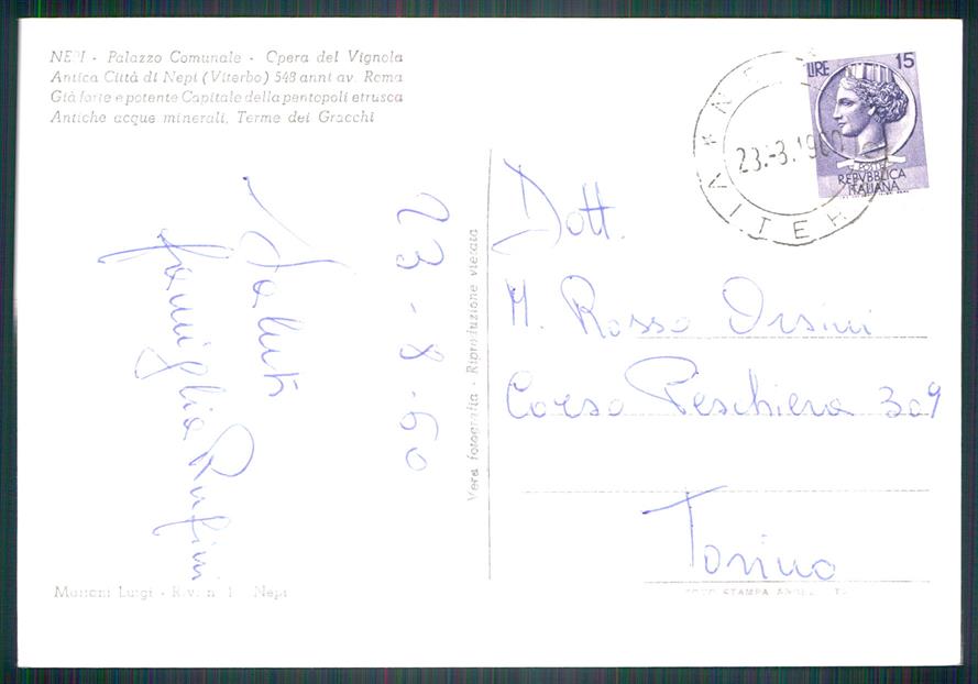 Viterbo Nepi Palazzo Comunale PIEGA Foto FG cartolina MZ5054 – retro