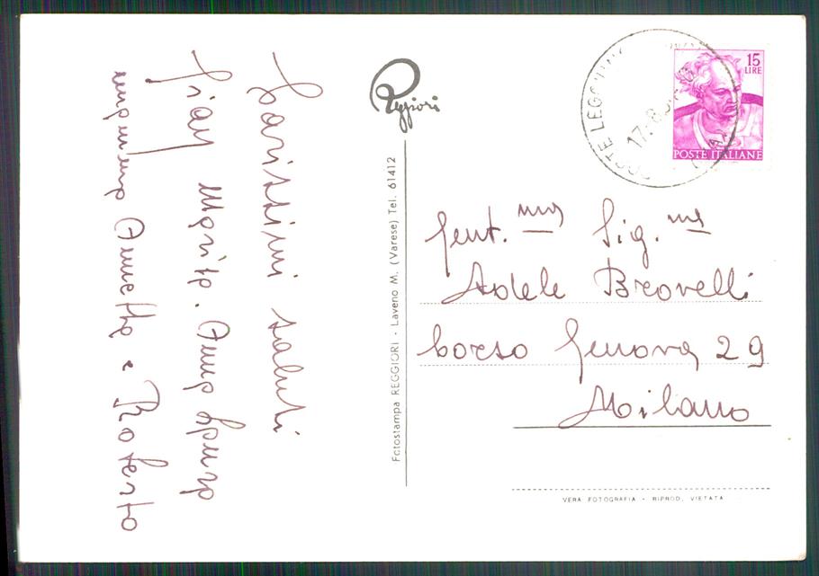 Varese Leggiuno Lago Maggiore Santa Caterina del Sasso Foto FG cartolina MZ5084 – retro