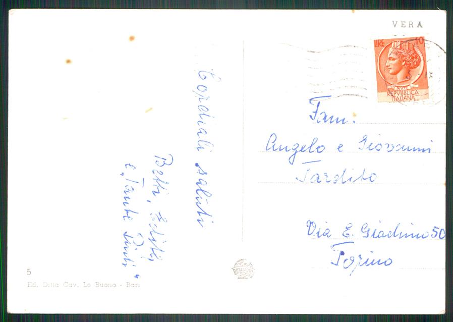 Bari città Teatro Petruzzelli Filovia Auto Foto FG cartolina MZ5092 – retro