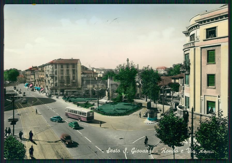 Milano Sesto San Giovanni Rondò e Via Roma Foto FG cartolina MZ5132 – fronte
