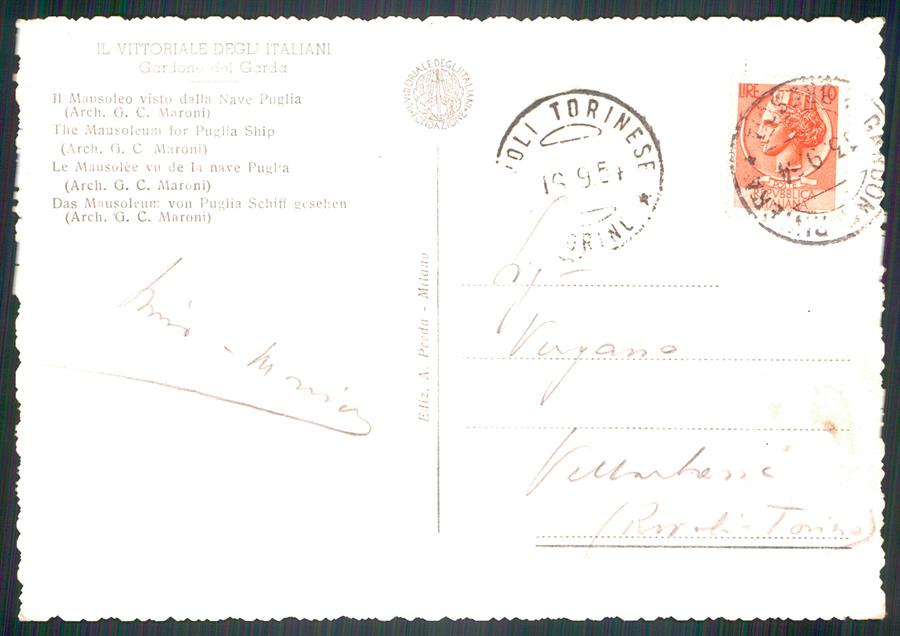 Brescia Gardone del Grada Il Vittoriale Foto FG cartolina MZ5167 – retro