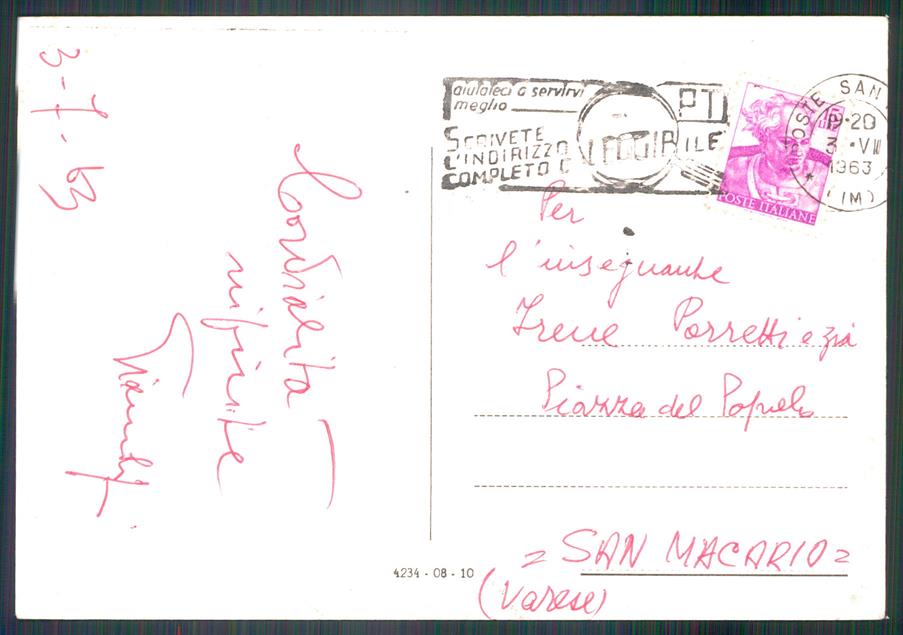 Imperia Sanremo Porto Veduta Aerea PIEGHINE Foto FG cartolina MZ5193 – retro