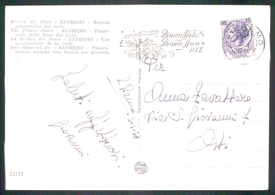Imperia Sanremo Molo Barca Foto FG cartolina MZ5194 – retro