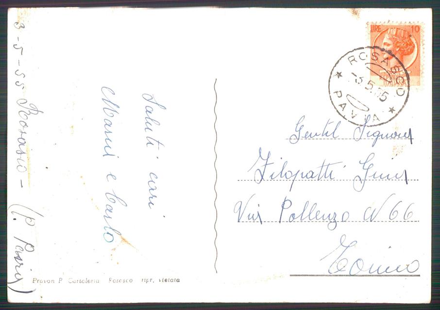 Pavia RosascoTorre Vecchio Castello PIEGA Foto FG cartolina MZ5216 – retro