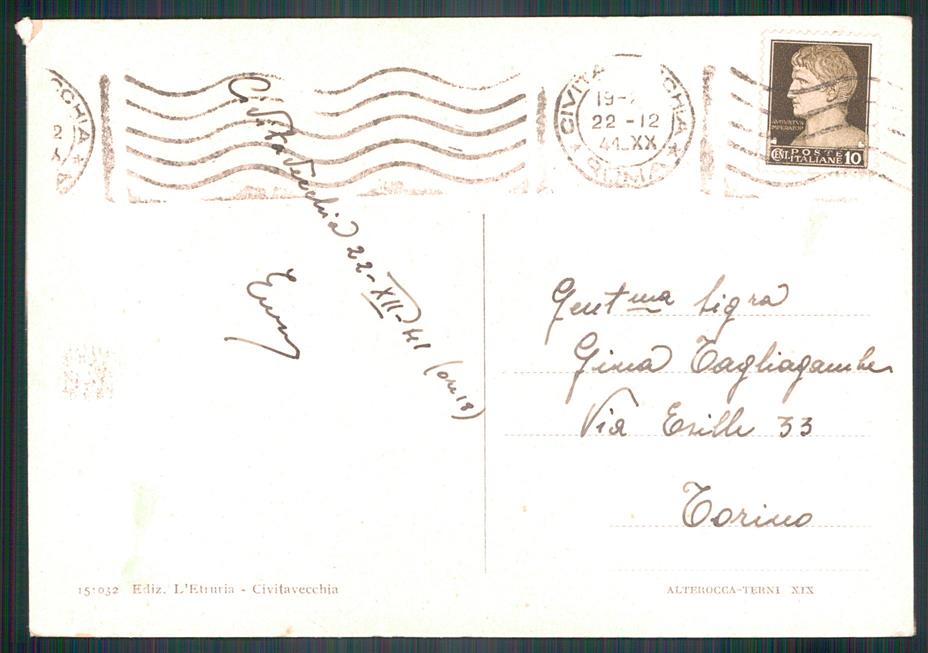 Roma Civitavecchia Via Cancelle Auto FG cartolina MZ5239 – retro