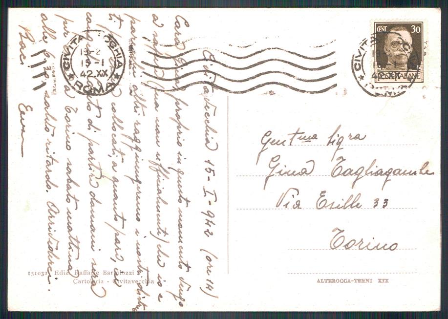 Roma Civitavecchia Via Cancelle Auto FG cartolina MZ5240 – retro