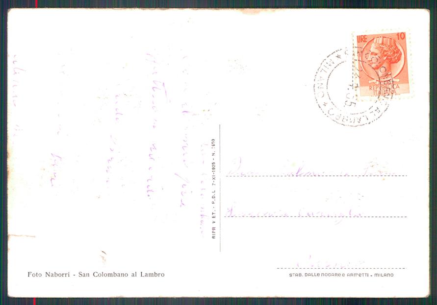 Milano San Colombano al Lambro Castello Bergioioso STRAPPINO FG cartolina MZ5245 – retro