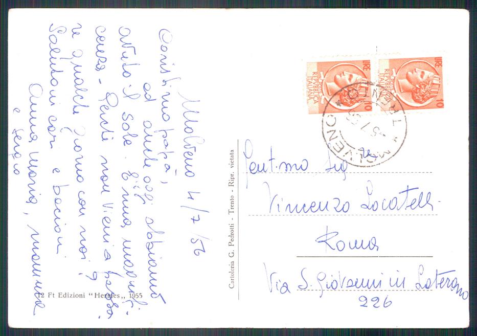 Trento Molveno Lago di Dolomiti di Brenta FG cartolina MZ5249 – retro