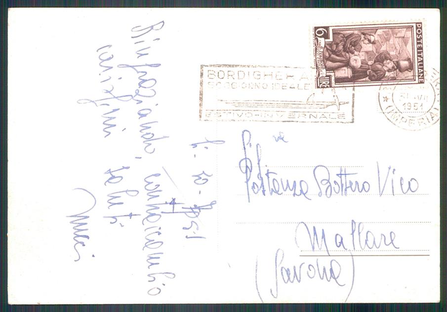 Imperia Bordighera Panorama e vista Costa Francese FG cartolina MZ5250 – retro
