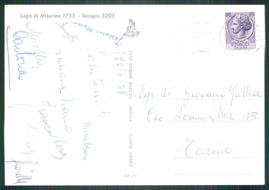 Belluno Auronzo Misurina Lago di Barche Foto FG cartolina MZ5275 – retro