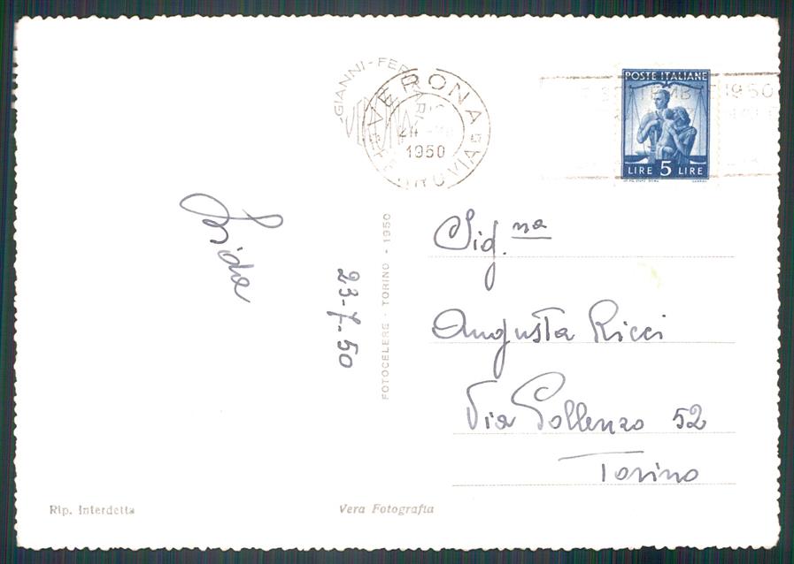 Verona città Tombe Degli Scaligeri PIEGHINA Foto FG cartolina MZ5283 – retro
