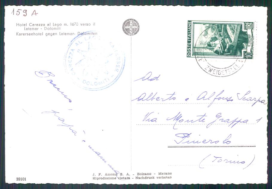 Bolzano Nova Levante Carezza al Lago Foto FG cartolina MZ5305 – retro