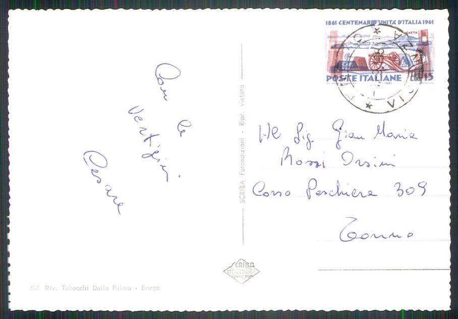 Vicenza Enego Saluti da Stelle Alpine Foto FG cartolina MZ5337 – retro