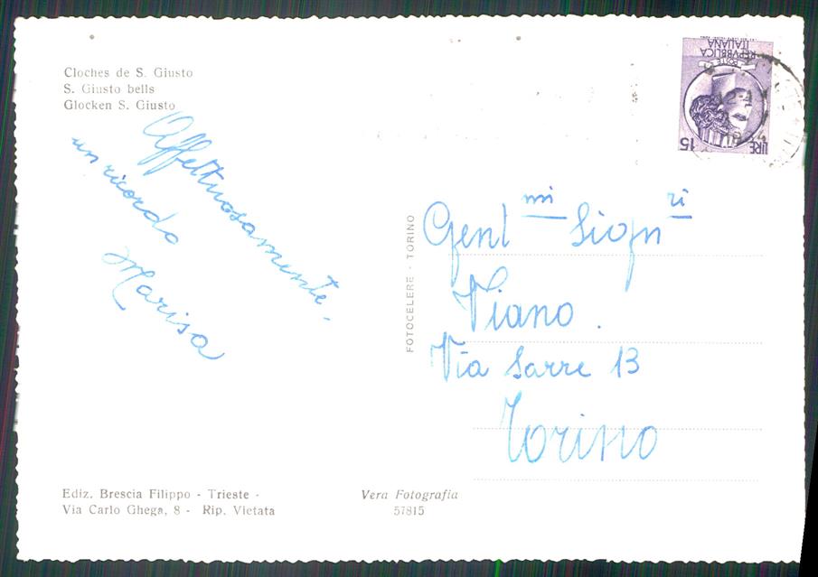 Trieste città Campane di San Giusto Foto FG cartolina MZ5341 – retro