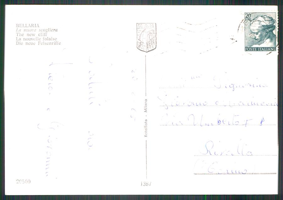 Rimini Bellaria Scogliera Barca PIEGA Foto FG cartolina MZ5345 – retro