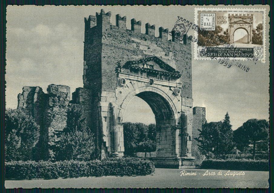 Rimini città Arco di Augusto Maxi Maximum PIEGATA FG cartolina MZ5375 – fronte
