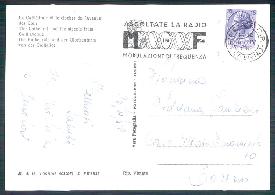 Firenze città La Cattedrale dal Viale dei Colli Foto FG cartolina MZ5395 – retro