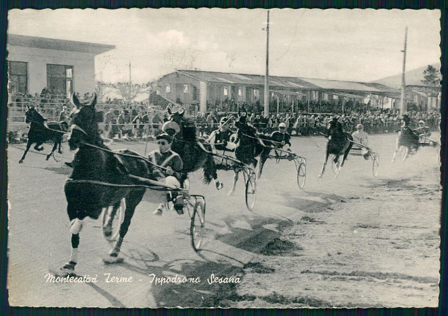 Pistoia Montecatini Terme Ippodromo Sesana Trotto PIEGA FG cartolina MZ5442 – fronte