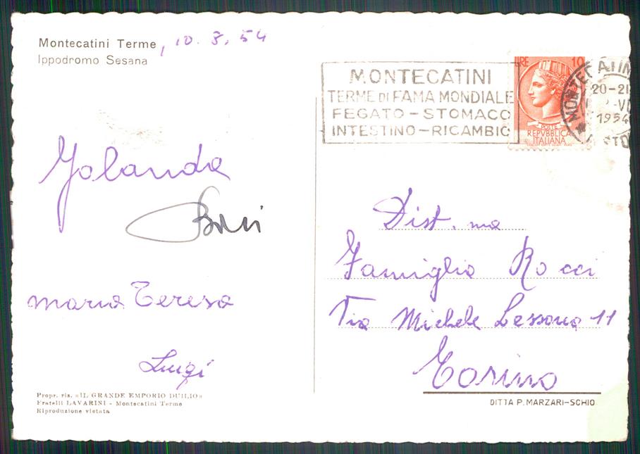 Pistoia Montecatini Terme Ippodromo Sesana Trotto PIEGA FG cartolina MZ5442 – retro