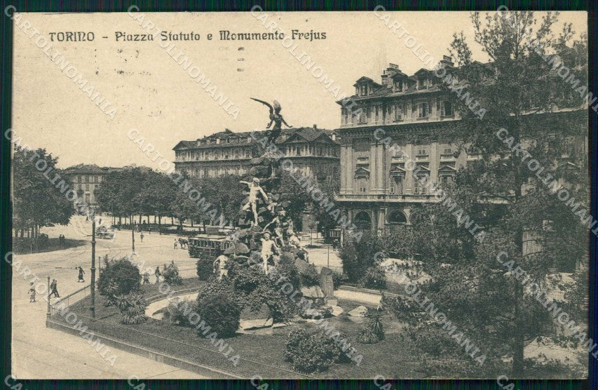 Torino Città Piazza Statuto Tram Monumento Frejus cartolina MZ5505 – fronte