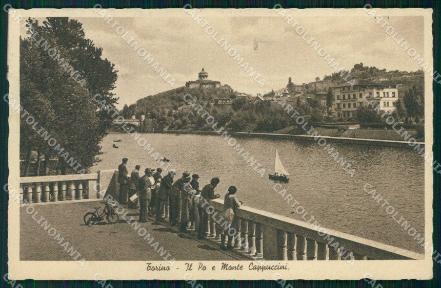 Torino Città Fiume Po Barche Monte dei Cappuccini cartolina MZ5587 – fronte