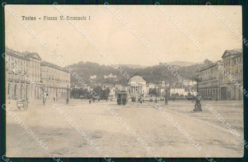 Torino Città Piazza Vittorio Emanuele I Tram PIEGA cartolina MZ5593 – fronte