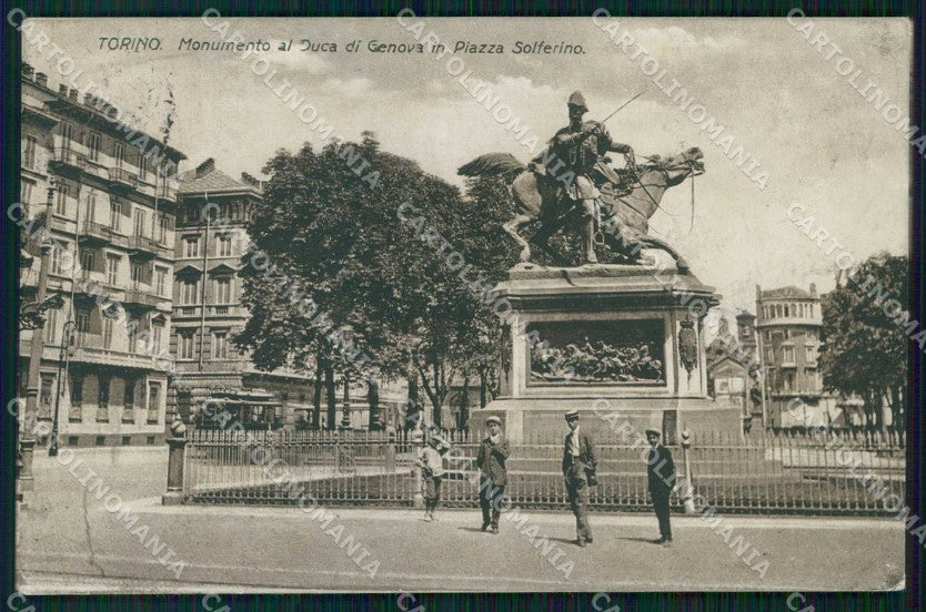 Torino Città Piazza Solferino Monumento Duca Genova Tram cartolina MZ5597 – fronte