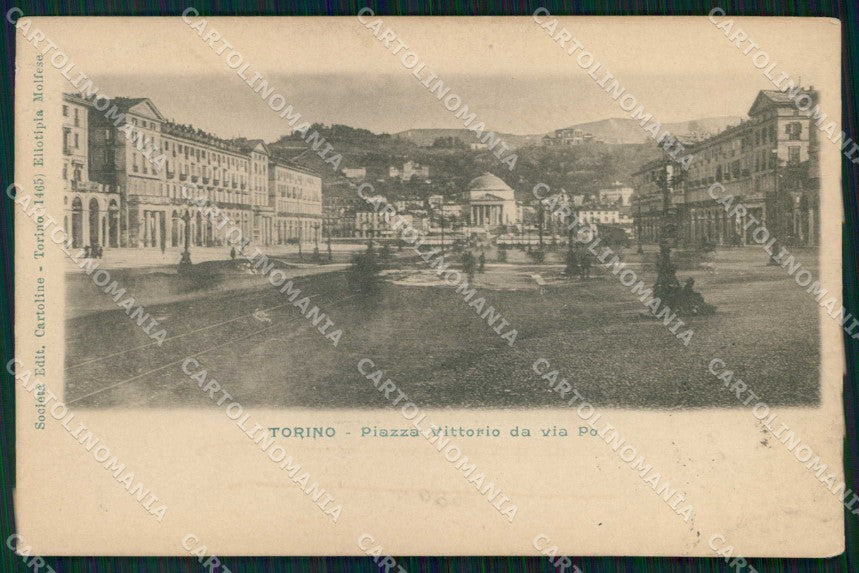 Torino Città Piazza Vittorio da Via Po PIEGHINA cartolina MZ5634 – fronte