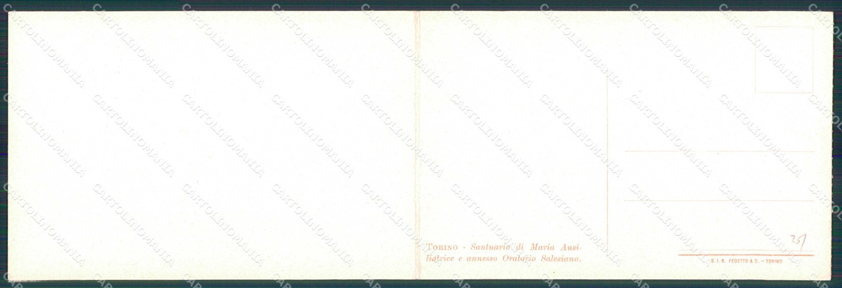 Torino Città Santuario Maria Ausiliatrice Oratorio Doppia cartolina MZ5647 – retro