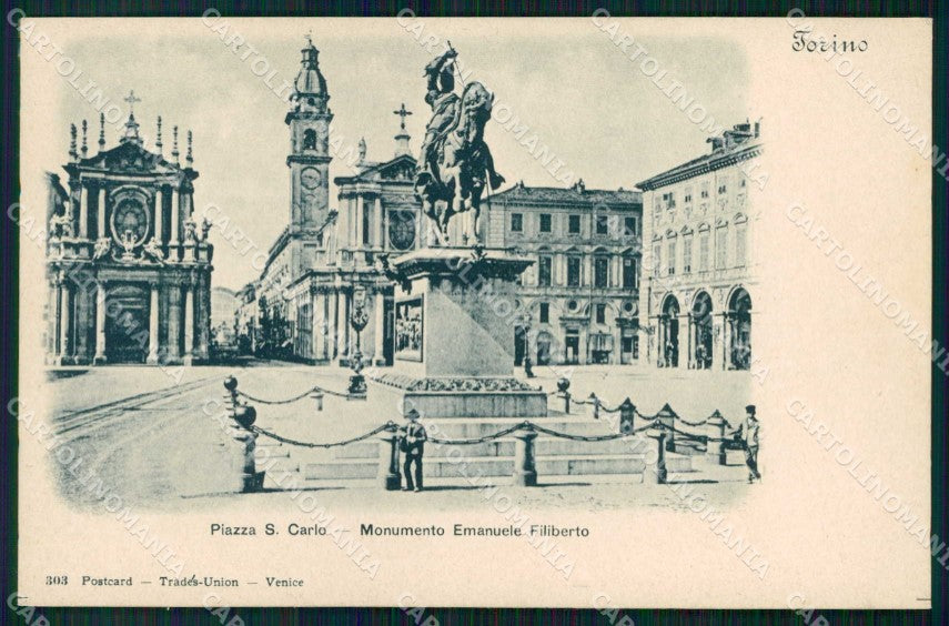 Torino Città Monumento Emanuele Filiberto Piazza San Carlo cartolina MZ5656 – fronte