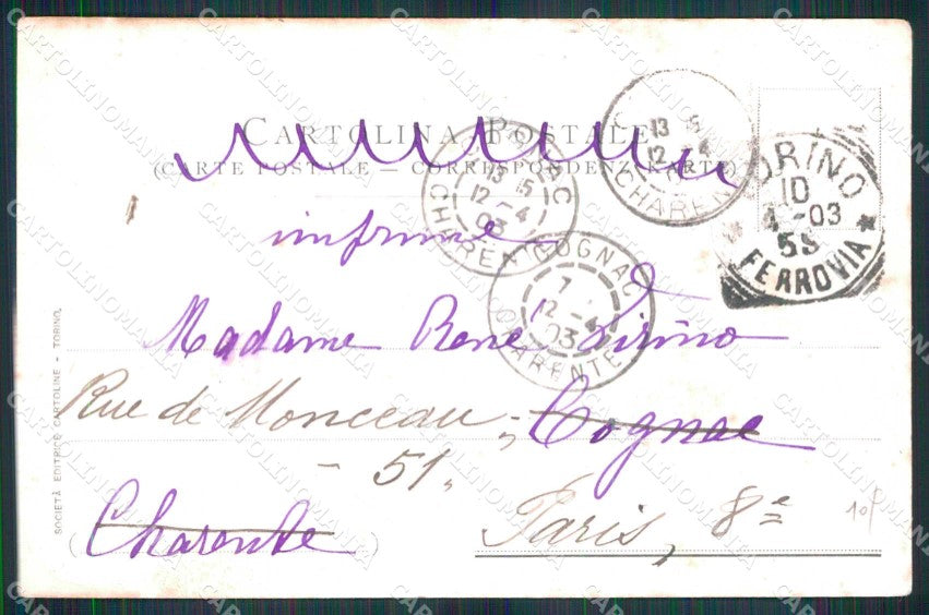 Torino Città Convitto Vedove Nubili cartolina MZ5666 – retro
