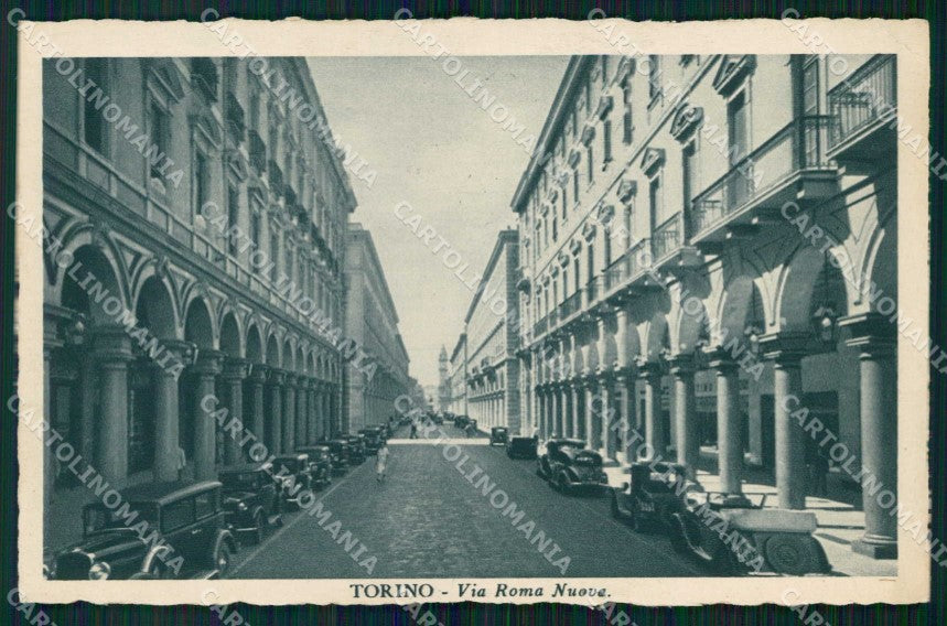 Torino Città Via Roma Nuova Automobili PIEGHINA cartolina MZ5687 – fronte