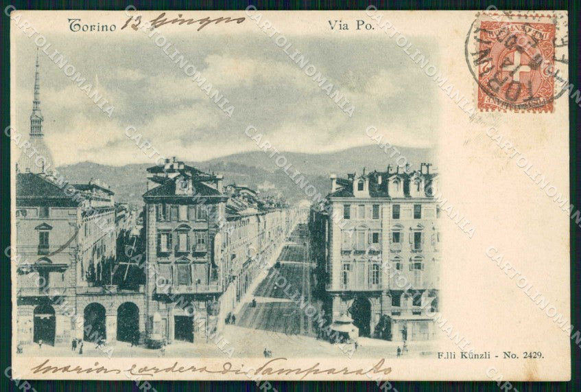 Torino Città Mole Antonelliana Via Po Kunzli 2429 cartolina MZ5694 – fronte