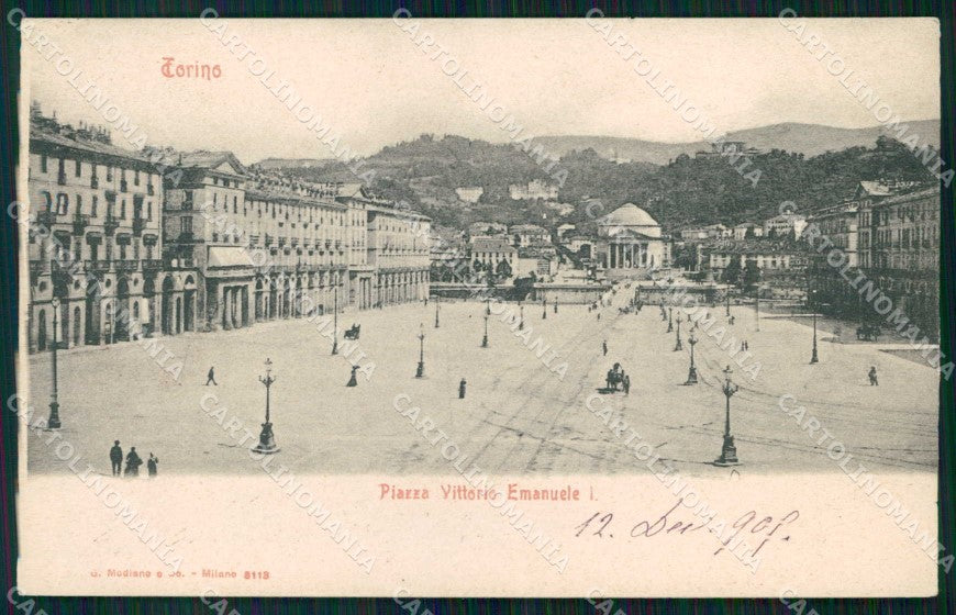 Torino Città Piazza Vittorio Emanuele I Modiano 8113 ABRASA cartolina MZ5695 – fronte