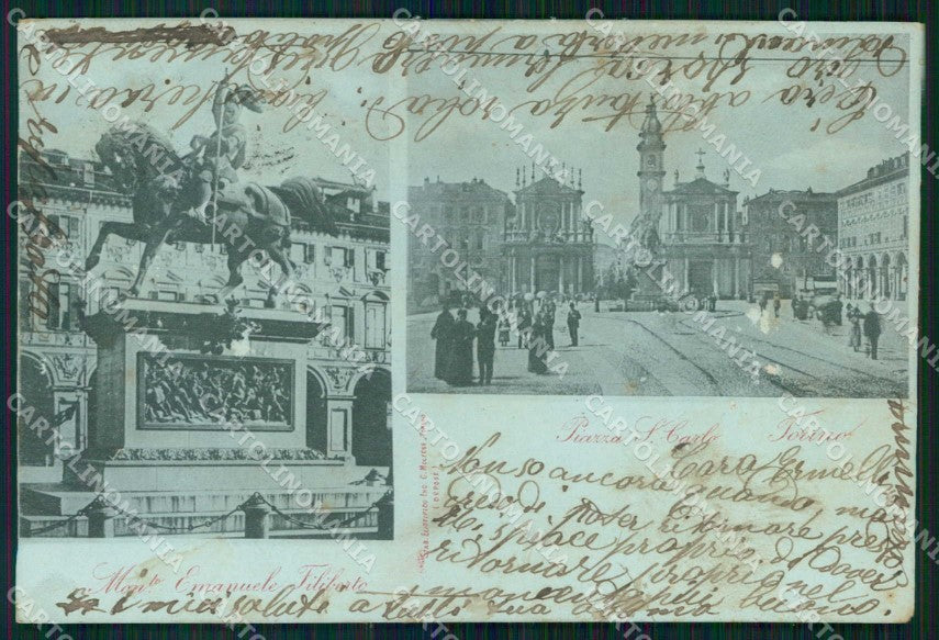 Torino Città Piazza San Carlo Emanuele Filiberto ABRASA cartolina MZ5703 – fronte