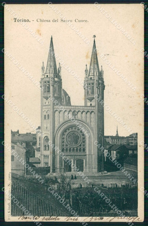 Torino Città Chiesa Sacro Cuore Kunzli 0201 ABRASA cartolina MZ5751 – fronte