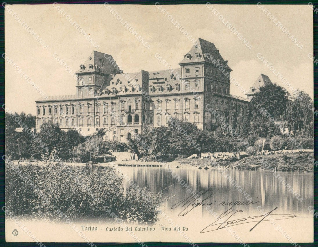 Torino Città Castello del Valentino Riva Po Brunner Doppia cartolina MZ5765 – fronte