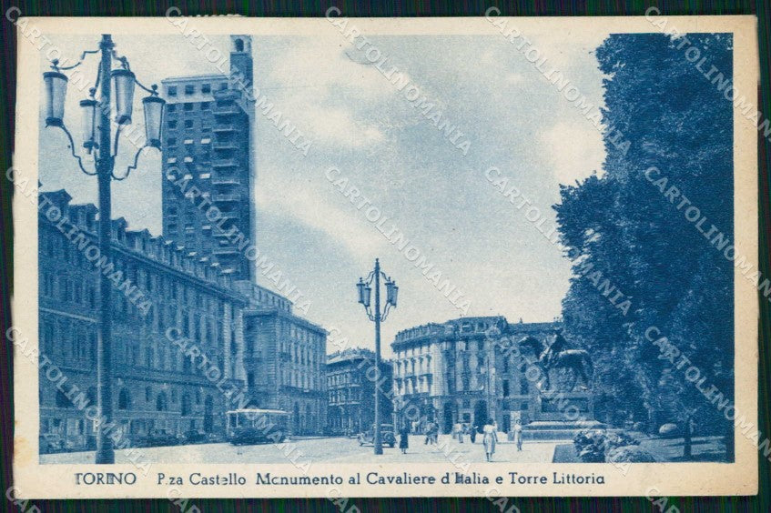 Torino Città Piazza Castello Torre Littoria Tram cartolina MZ5789 – fronte