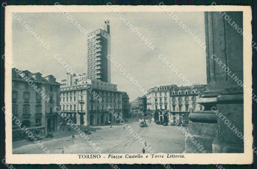 Torino Città Piazza Castello Torre Littoria Tram cartolina MZ5793 – fronte