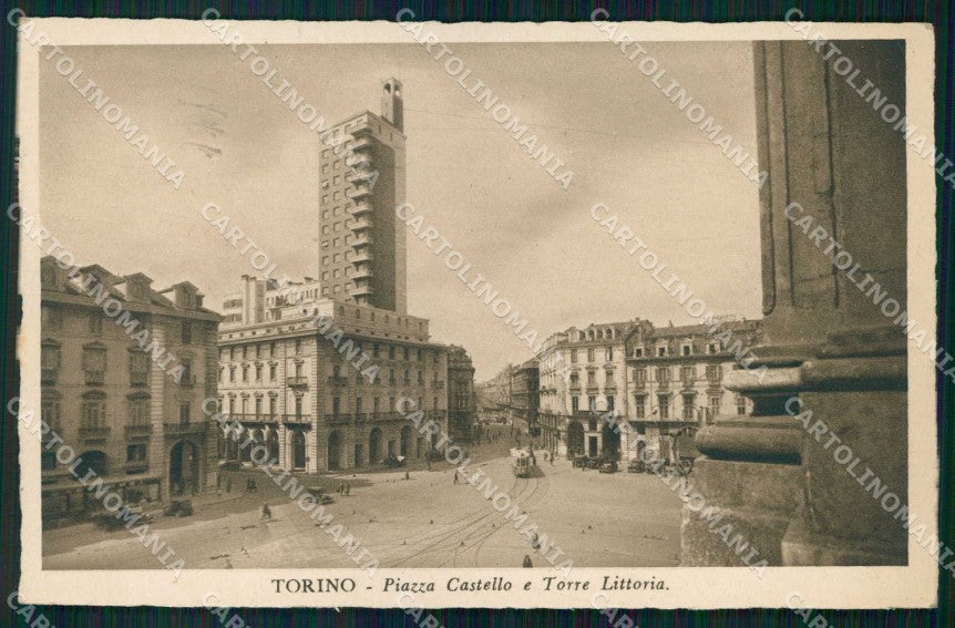 Torino Città Piazza Castello Tram Torre Littoria cartolina MZ5802 – fronte