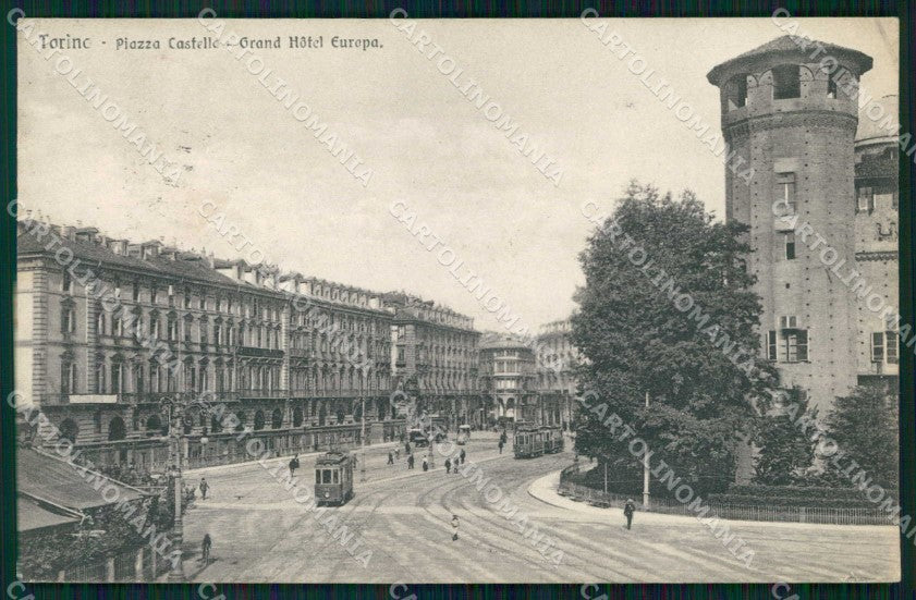 Torino Città Piazza Castello Tram Hotel Europa Brunner 18454 cartolina MZ5827 – fronte