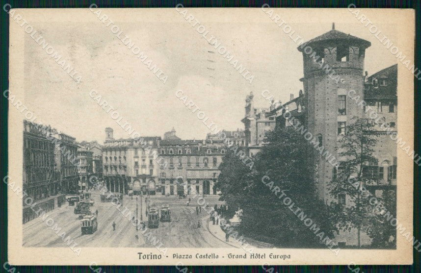 Torino Città Piazza Castello Grand Hotel Europa Tram cartolina MZ5828 – fronte