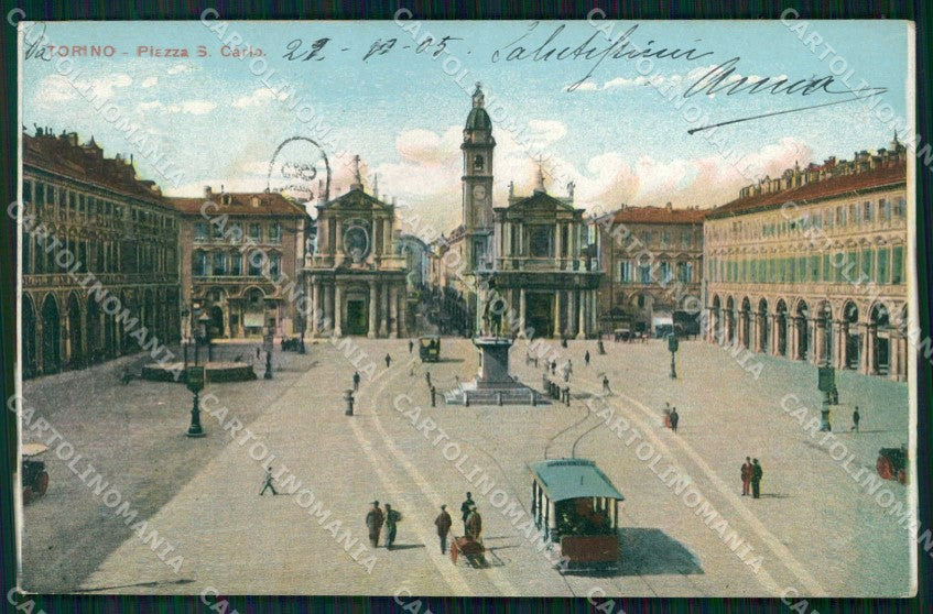 Torino Città Piazza San Carlo Tram cartolina MZ5831 – fronte