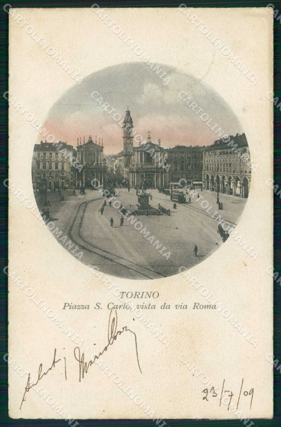 Torino Città Piazza San Carlo Vista da Via Roma Tram cartolina MZ5834 – fronte